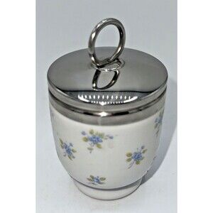Vintage Royal Worcester Blue Cottage Flowers Egg Coddler England
